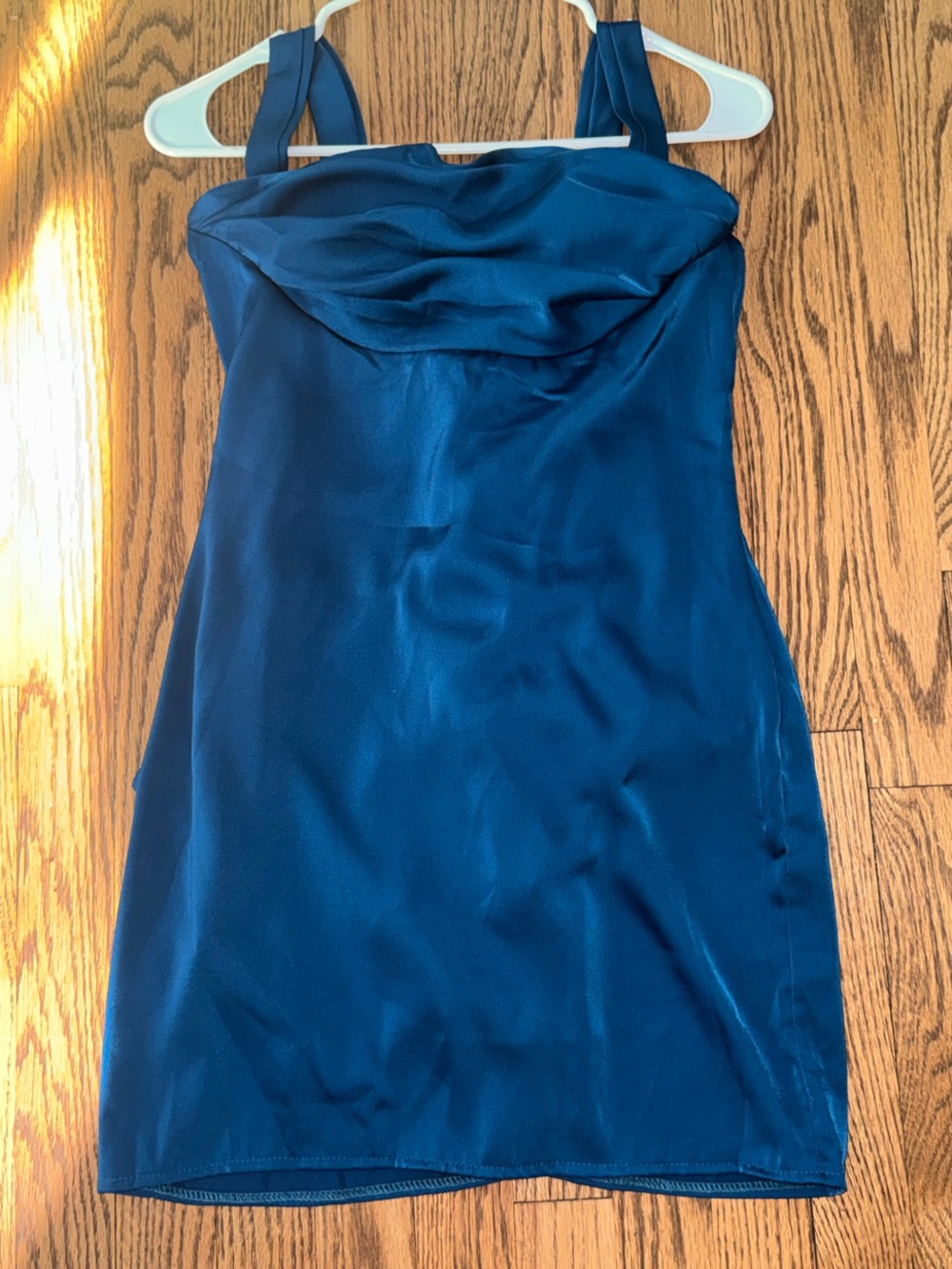 Teal Satin Slip Dress